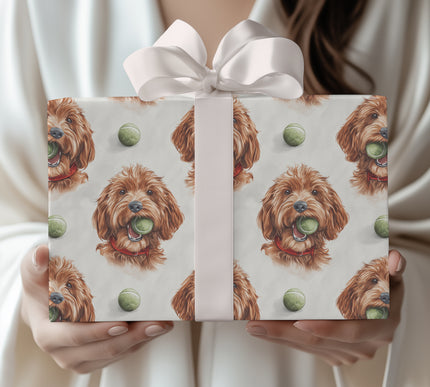 Tennyroll – Golden Retriever Dog with Tennis Ball Wrapping PaperPaper