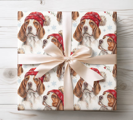 Cute beagle wearing festive gear, perfect for dog enthusiasts celebrating the holiday season. 