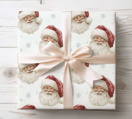 Classic Santa head surrounded by delicate snowflakes, ideal for festive and cheerful holiday gifts. 