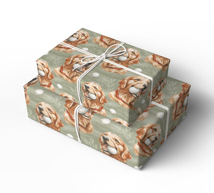 GoldenFetch – Golden Retriever with Golf Ball Wrapping Paper