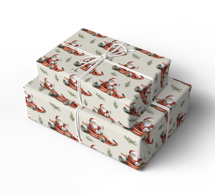 JingleKart – Santa in a Red Race Car Wrapping Paper