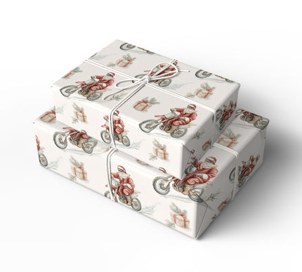 FrostRider Dash – Santa on a Motocross Bike with Gifts Wrapping Paper