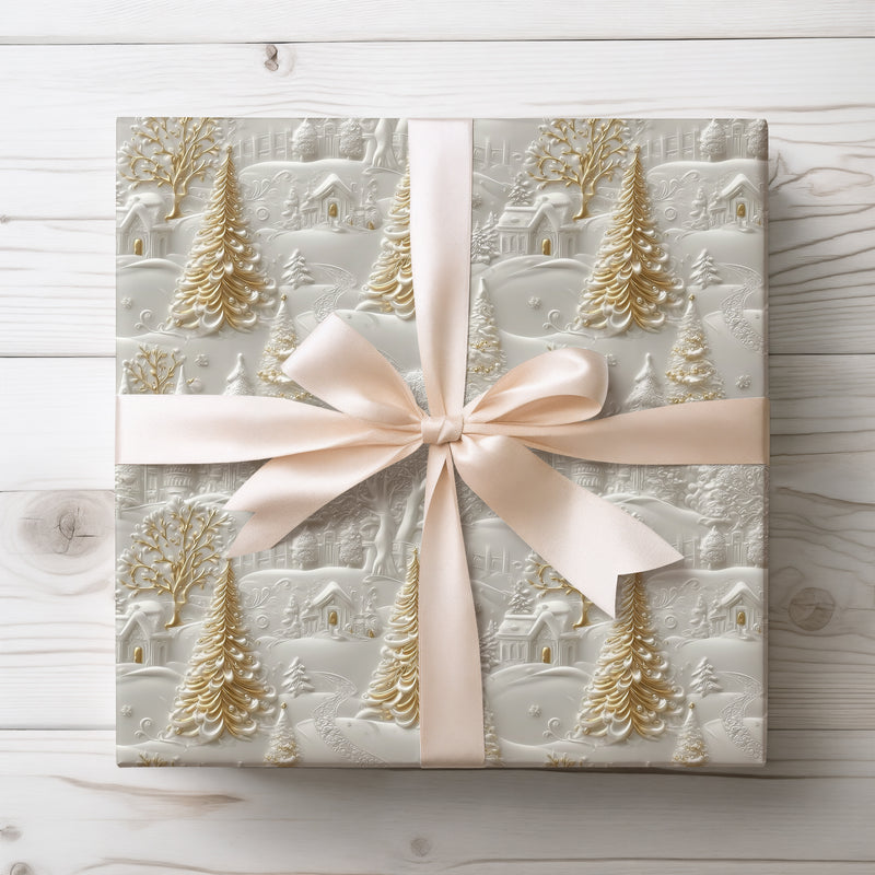 Golden Trail - Enchanting Embossed effect Holiday Gift Wrap