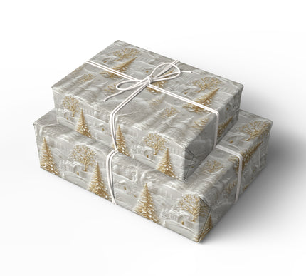 Golden Trail - Enchanting Embossed effect Holiday Gift Wrap