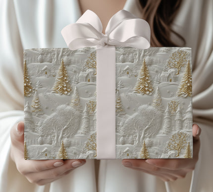 Golden Trail - Enchanting Embossed effect Holiday Gift Wrap