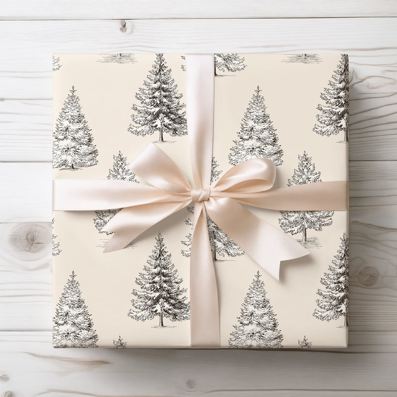 FrostPine – Snowy Christmas Tree Wrapping Paper