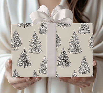 FrostPine – Snowy Christmas Tree Wrapping Paper
