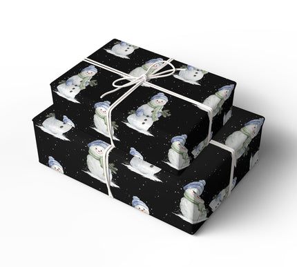 Chilly Companion – Snowman with Blue Hat Wrapping Paper