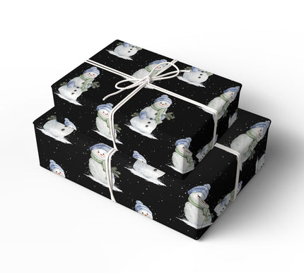 Chilly Companion – Snowman with Blue Hat Wrapping Paper