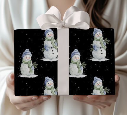 Chilly Companion – Snowman with Blue Hat Wrapping Paper