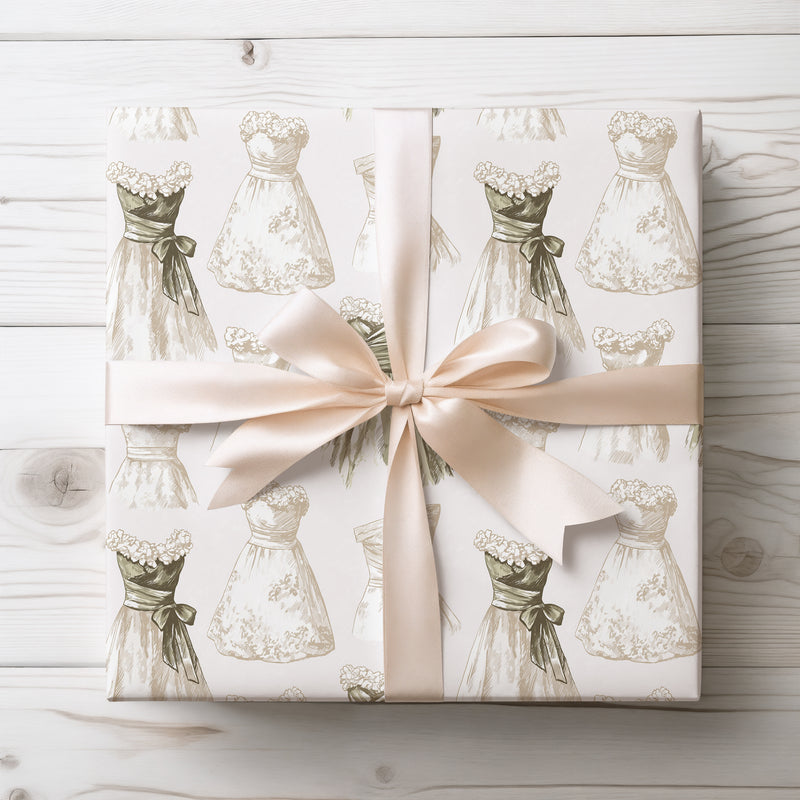 PetalGown – Bridal Dress Pattern Wrapping Paper