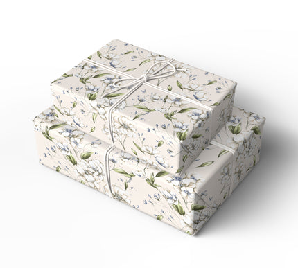 IvoryBloom Veil – White Floral Wedding Pattern Wrapping Paper