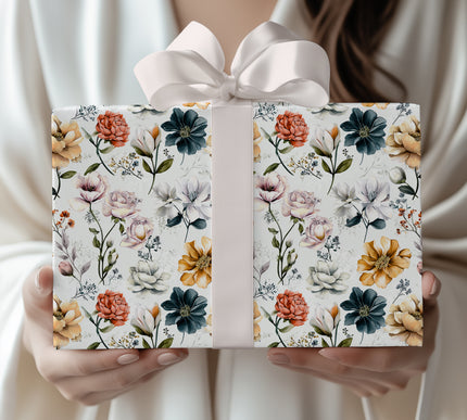 FloraMuse – Artistic botanical illustration of large garden flowers Wrapping Paper