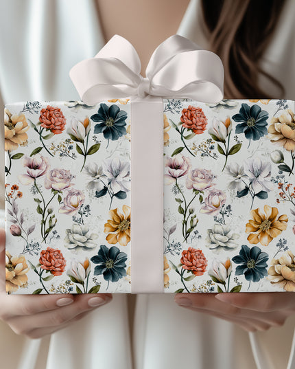 FloraMuse – Artistic botanical illustration of large garden flowers Wrapping Paper