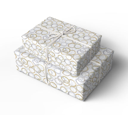 RingTide – Watercolor Gold and Silver Wedding Rings on White Wrapping Paper