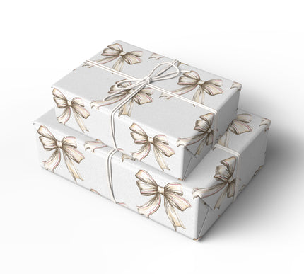 RibbonRustic – Beige Bow with Red Detail Wrapping Paper