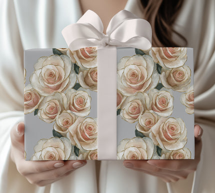 Ivory Rose Symphony - Premium Floral Wrapping Paper
