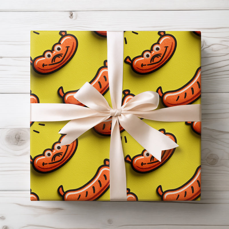 Jolly Grins - Playful Sausage Pattern Wrapping Paper