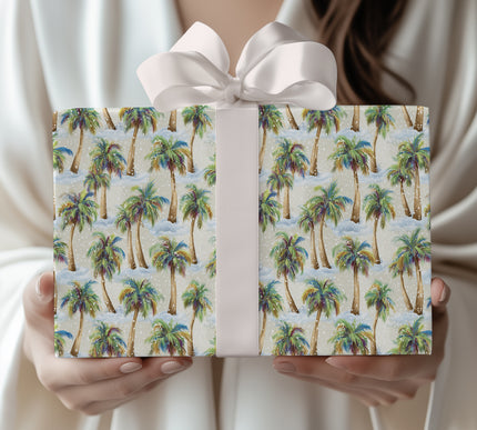 TropiSnow – Snowy Palm Trees Wrapping Paper