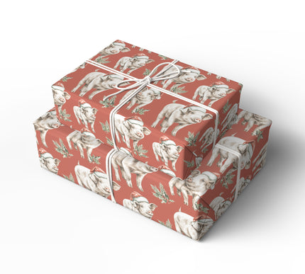 JollyPiglet – Cute Piglets in Santa Hat Christmas Wrapping Paper