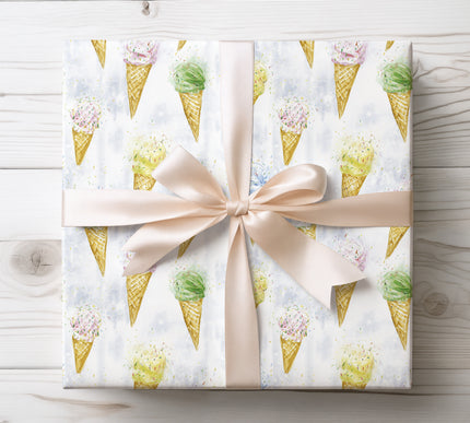 Fun and festive ice cream cones with sprinkles pattern, perfect for birthday parties and summer celebrations. 