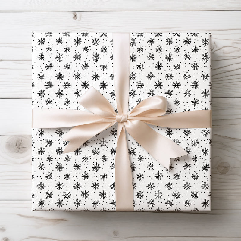 FrostDot – Hand-drawn Snowflake Pattern Wrapping Paper