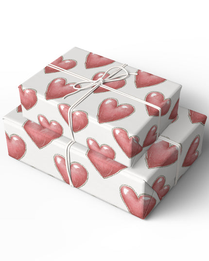 Heartwood Stitch – Vintage Red Heart Pattern Wrapping Paper