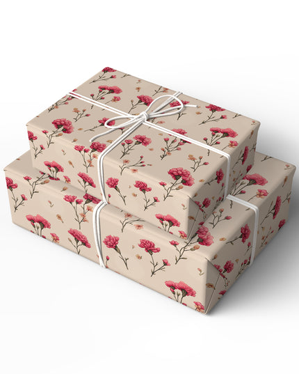 Copy of Whimsical Blooms - Hand-Drawn Pink Bow and Flower Wrapping Paper