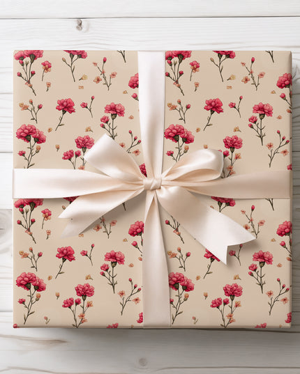 Copy of Whimsical Blooms - Hand-Drawn Pink Bow and Flower Wrapping Paper