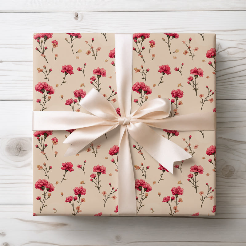 Copy of Whimsical Blooms - Hand-Drawn Pink Bow and Flower Wrapping Paper