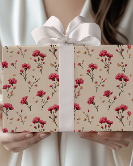 Copy of Whimsical Blooms - Hand-Drawn Pink Bow and Flower Wrapping Paper