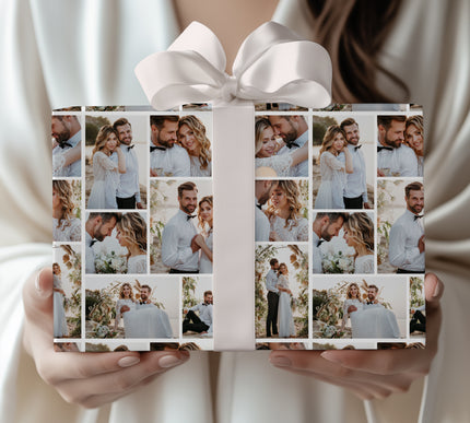MemoryWisp - Personalized Wedding & Anniversary Gift Wrap - Up to 9 custom photos