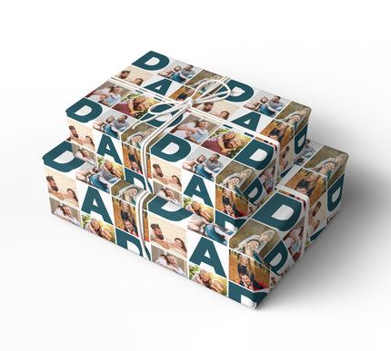 DadGrid – Custom Photo Collage Father’s Day Wrapping Paper - Up to 6 custom photos