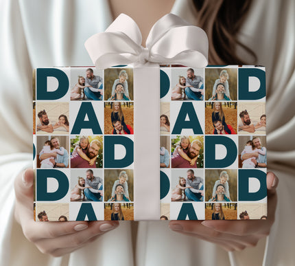DadGrid – Custom Photo Collage Father’s Day Wrapping Paper - Up to 6 custom photos