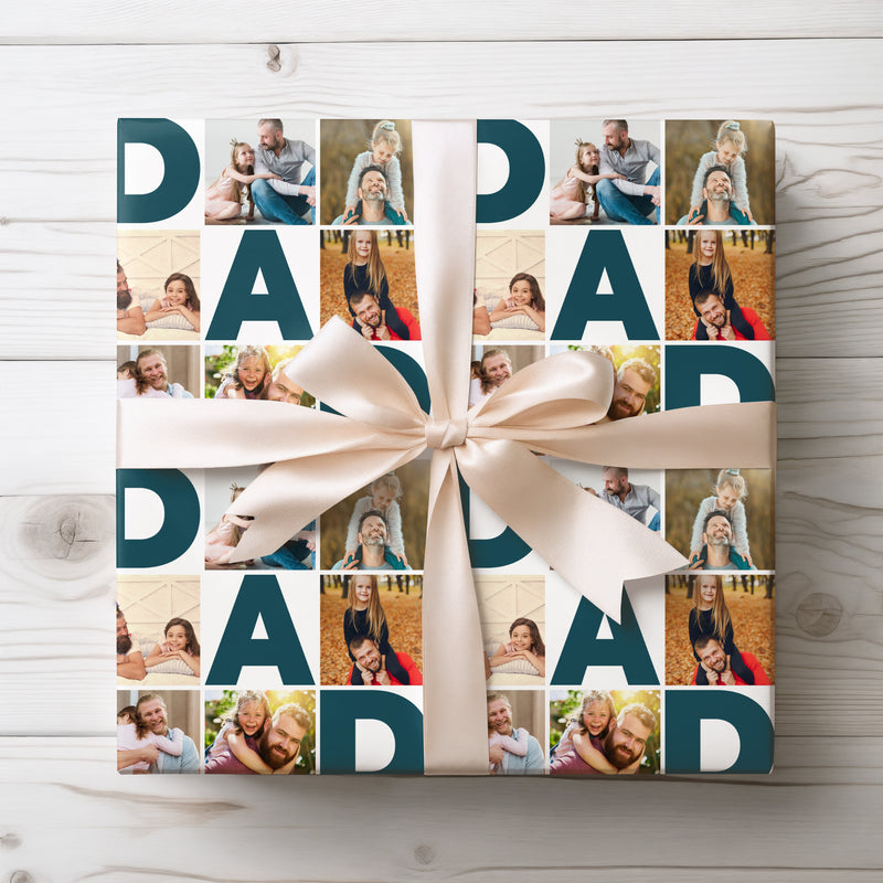 DadGrid – Custom Photo Collage Father’s Day Wrapping Paper - Up to 6 custom photos