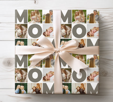 Unique Mother’s Day gift wrap featuring a collage of up to 6 custom photos, perfect for heartfelt gifts. 