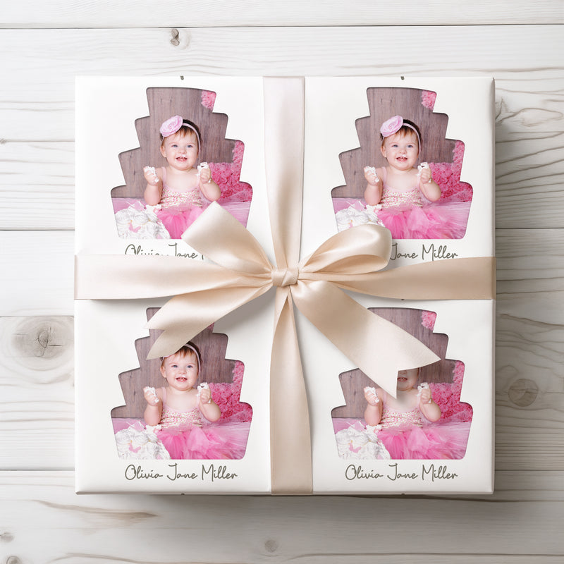 Cakesnap Keepsake – Custom Birthday Photo Wrapping Paper with Name - 1 custom photo