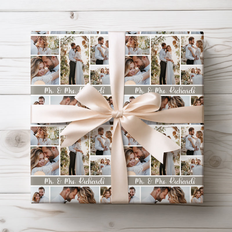 EverVow Collage – Custom Wedding Photo Gift Wrapping Paper for Newlyweds - Up to 8 custom photos
