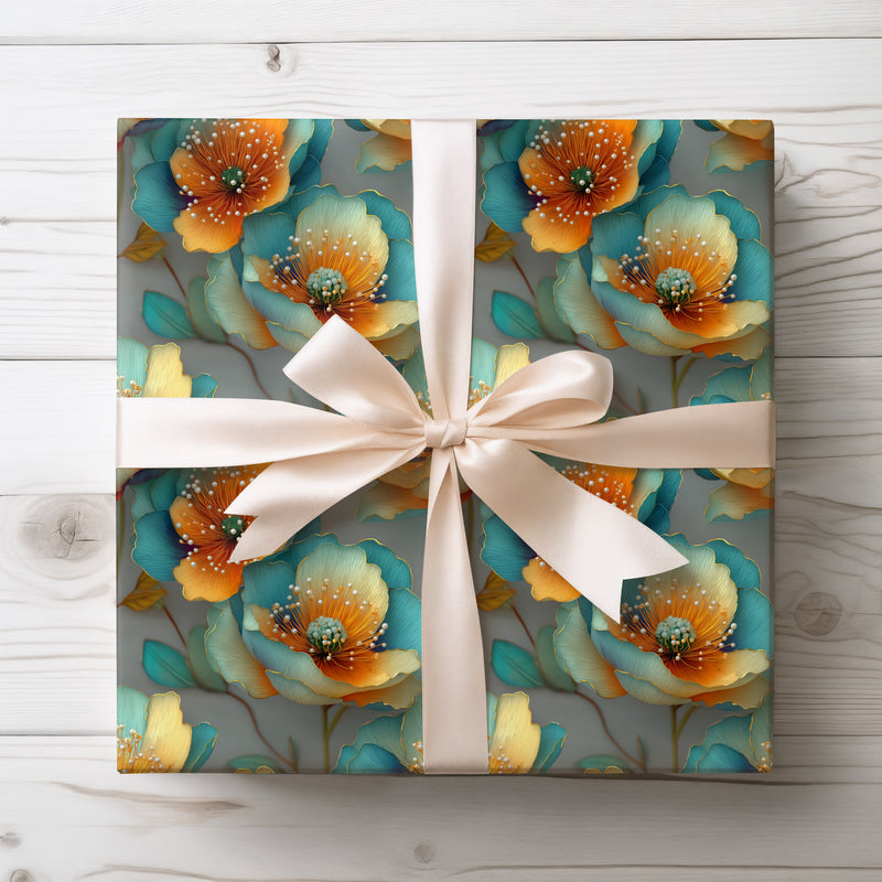 Opulent Garden - Dreamlike Jewel-Toned Floral Fantasy Wrapping Paper