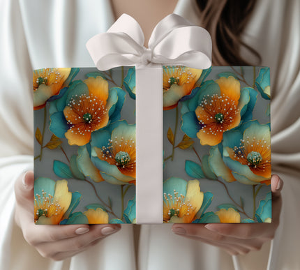 Opulent Garden - Dreamlike Jewel-Toned Floral Fantasy Wrapping Paper