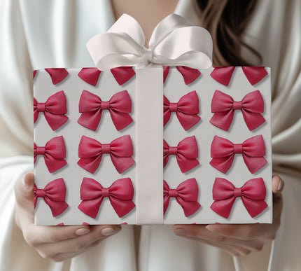 Rosy Ribbon Delight - Pink Bow Pattern Wrapping Paper