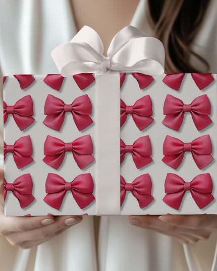 Rosy Ribbon Delight - Pink Bow Pattern Wrapping Paper