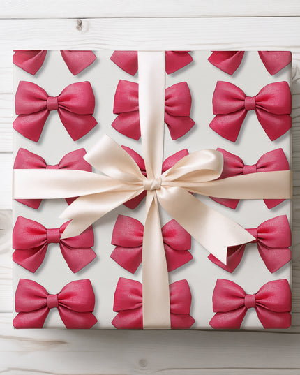 Rosy Ribbon Delight - Pink Bow Pattern Wrapping Paper