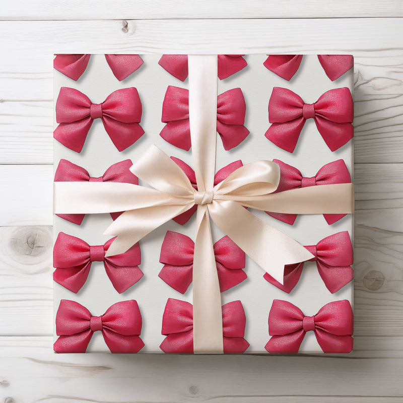 Rosy Ribbon Delight - Pink Bow Pattern Wrapping Paper