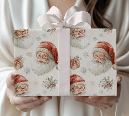 St. Nick’s Vintage – Classic Santa with Eyeglasses  Christmas Wrapping Paper