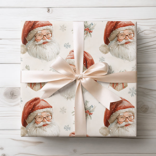 St. Nick’s Vintage – Classic Santa with Eyeglasses  Christmas Wrapping Paper