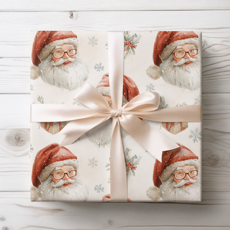 St. Nick’s Vintage – Classic Santa with Eyeglasses  Christmas Wrapping Paper