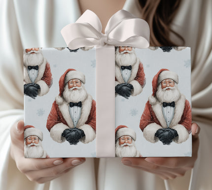 SnowGala – Santa in a Tuxedo with Snowflakes Wrapping Paper