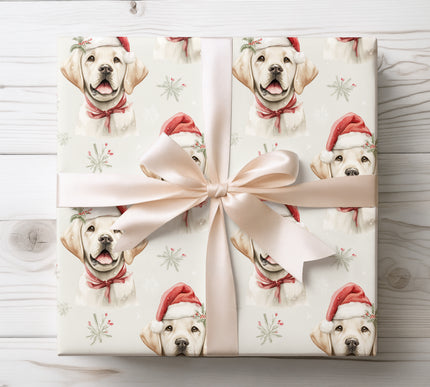 Sweet Golden Retriever design for Christmas gift wrapping, bringing warmth and joy to the holidays. 