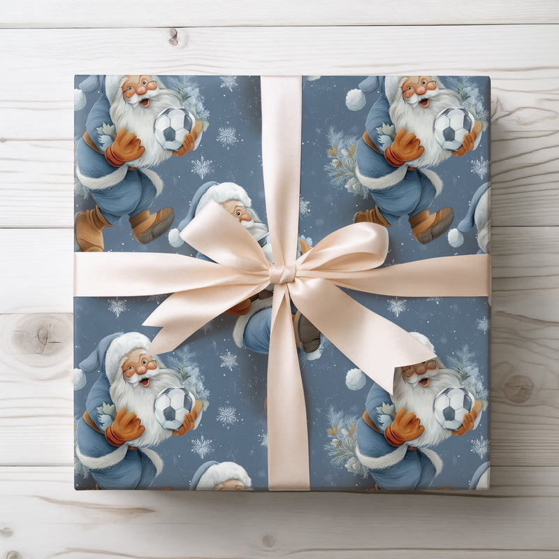 Goalbound Kris - Soccer Santa Pattern Wrapping Paper